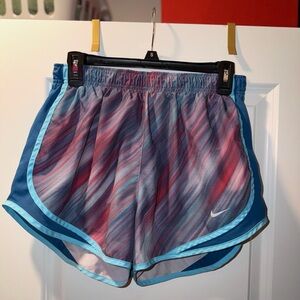Nike Women's Blue and Pink Athletic Shorts